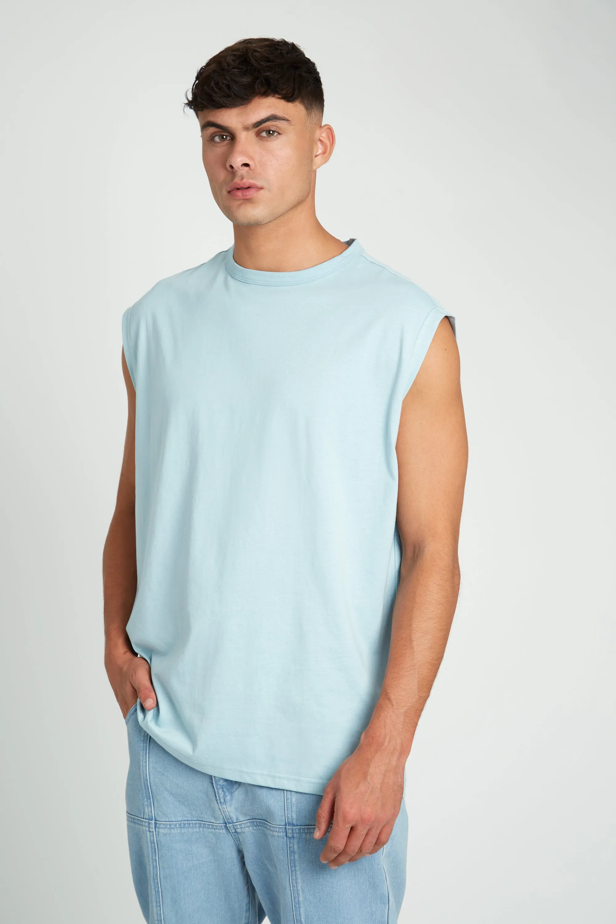 Blue, Pink, Stone Oversized Sleeveless T-Shirt Multipack