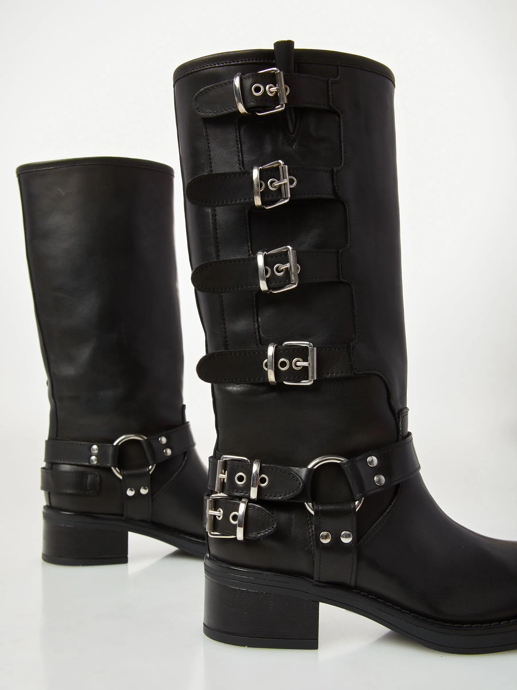 Ovyé Suede Biker Boot with Buckles