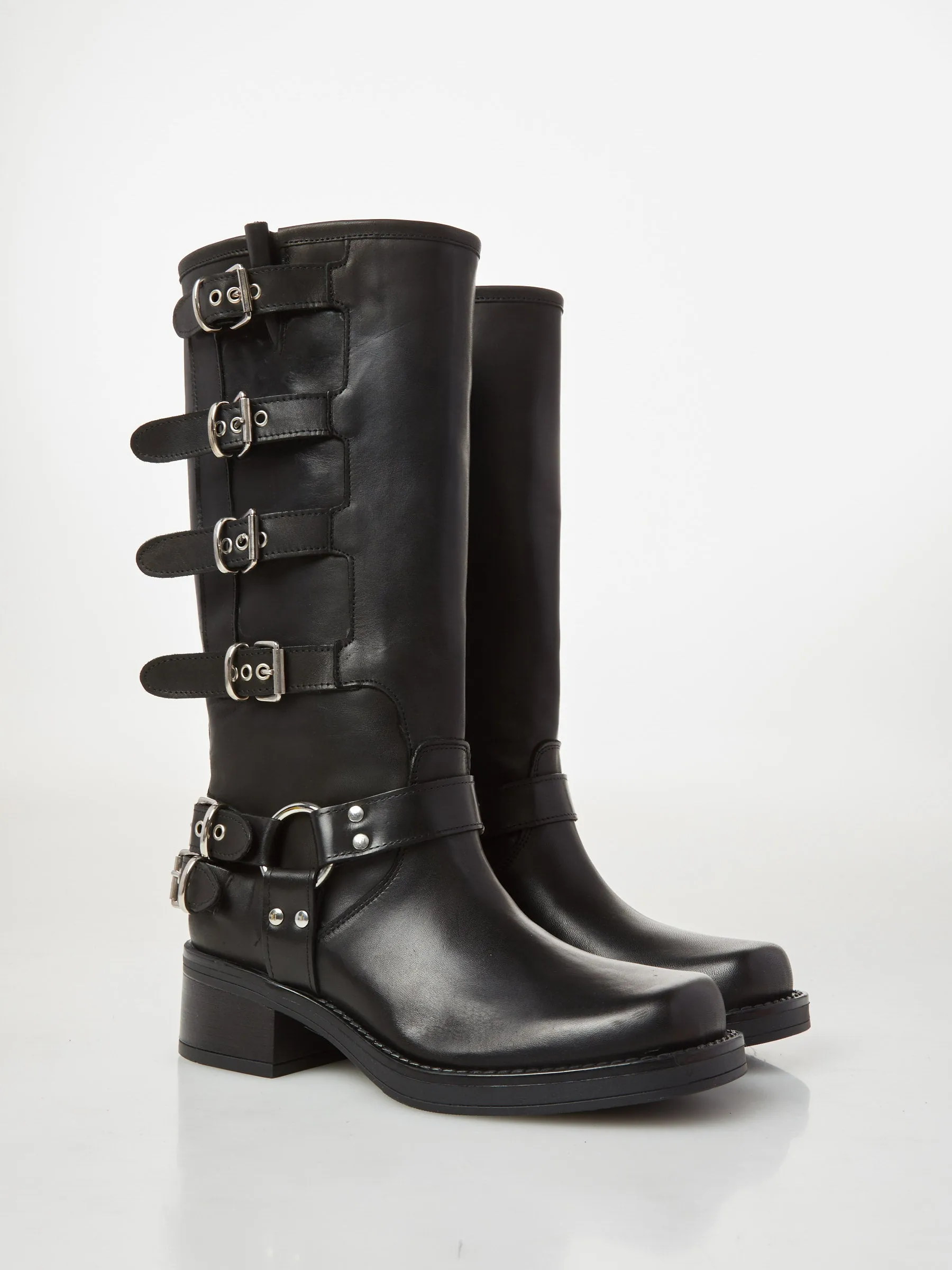 Ovyé Suede Biker Boot with Buckles