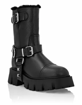 PHILIPP PLEIN Leather Boots with Studs