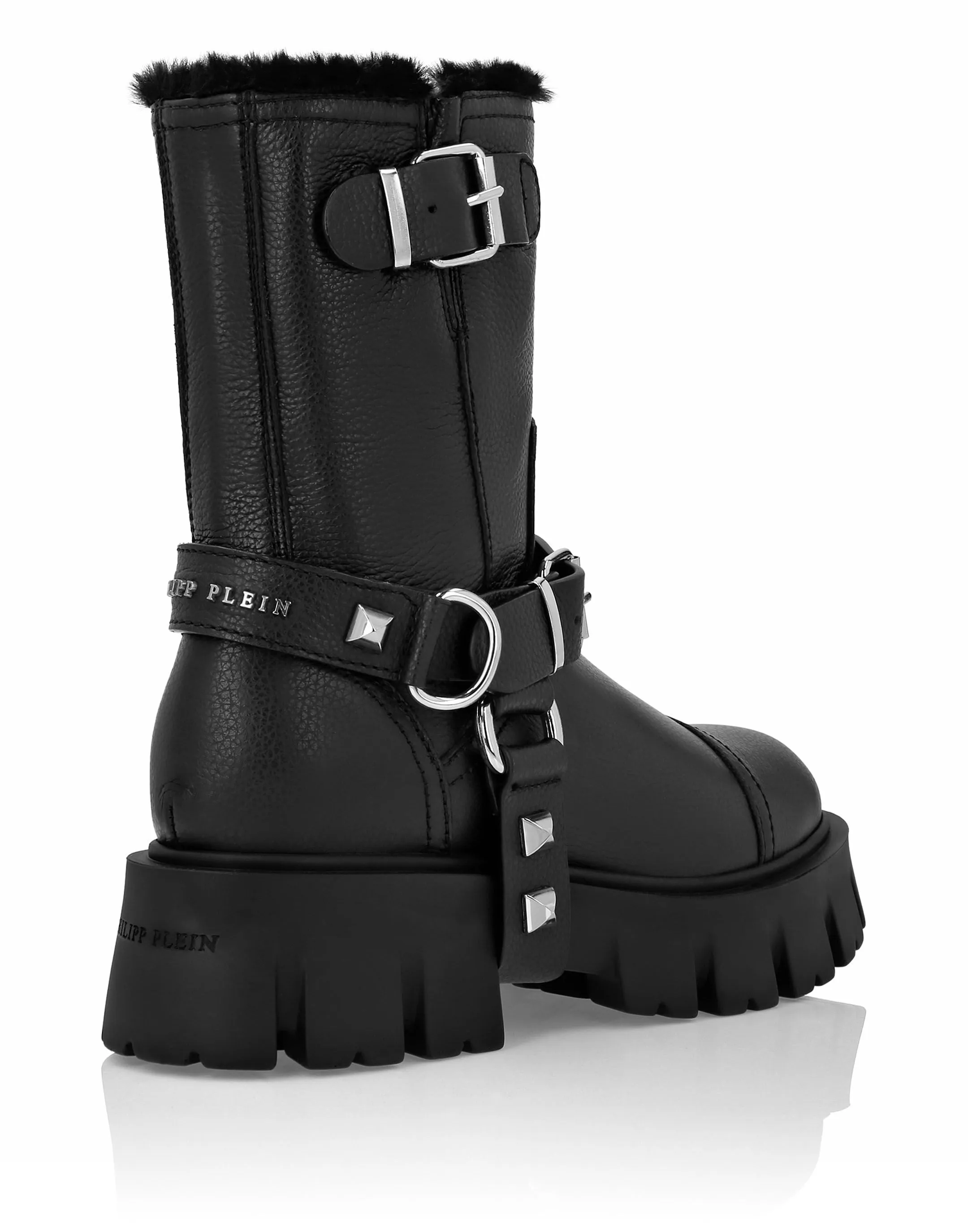 PHILIPP PLEIN Leather Boots with Studs