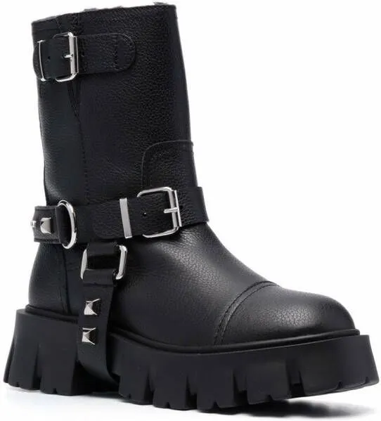 Philipp Plein Studded Biker Boots Black