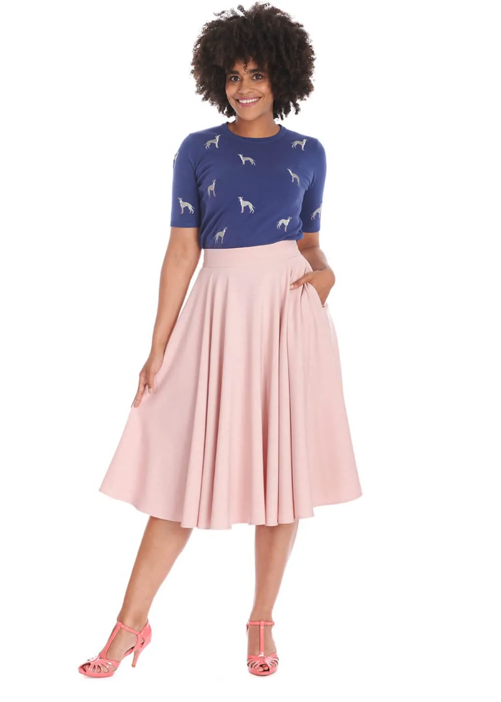 Banned Dance & Sway Retro Style Pink Swing Skirt