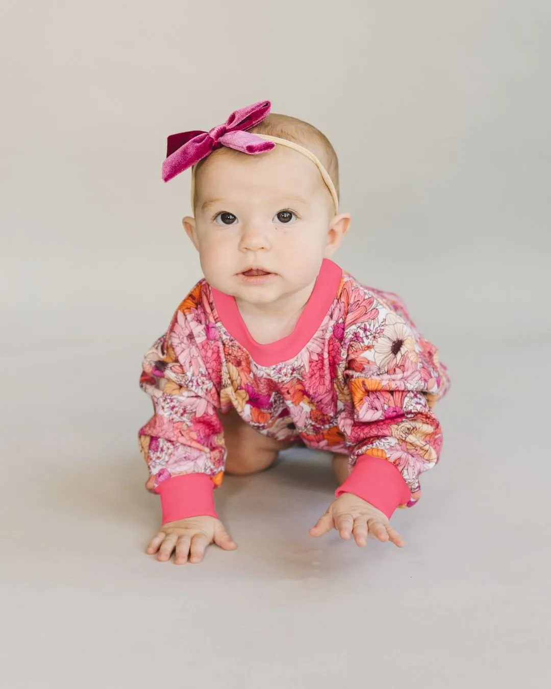 Pink Flowers Adorned Bubble Romper