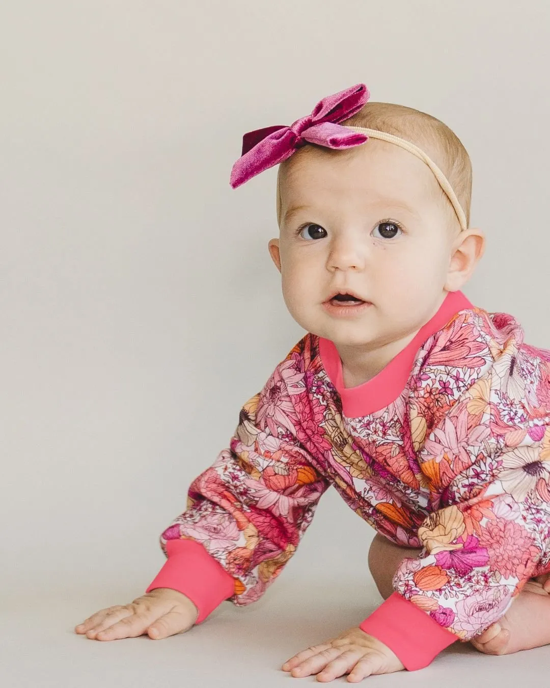 Pink Flowers Adorned Bubble Romper