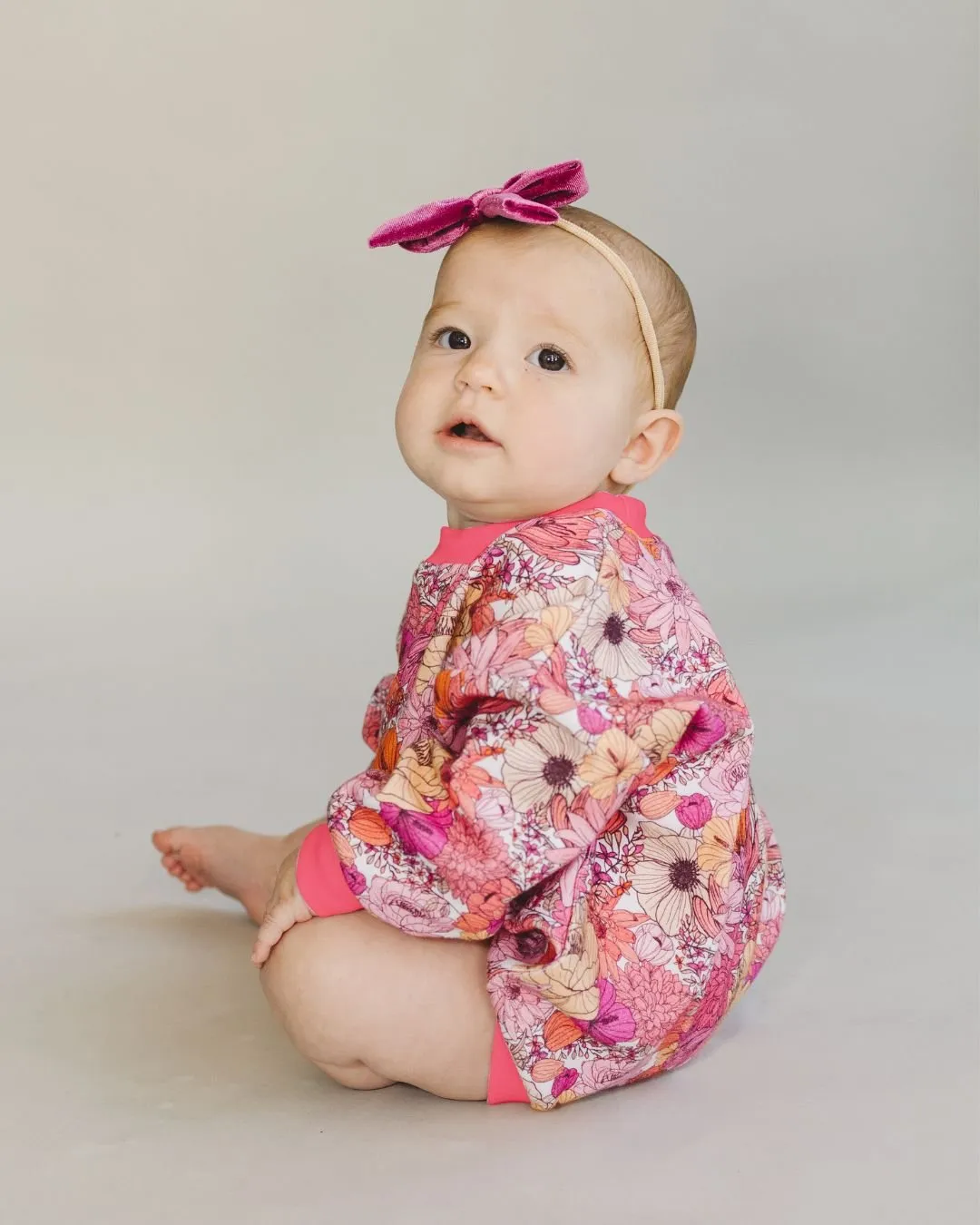 Pink Flowers Adorned Bubble Romper