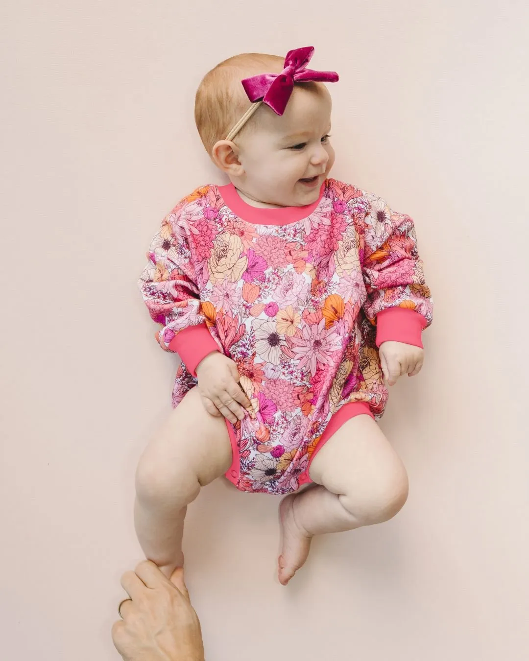 Pink Flowers Adorned Bubble Romper