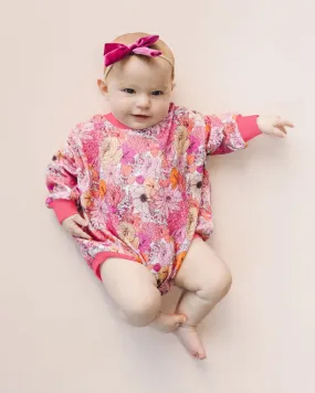 Pink Flowers Adorned Bubble Romper