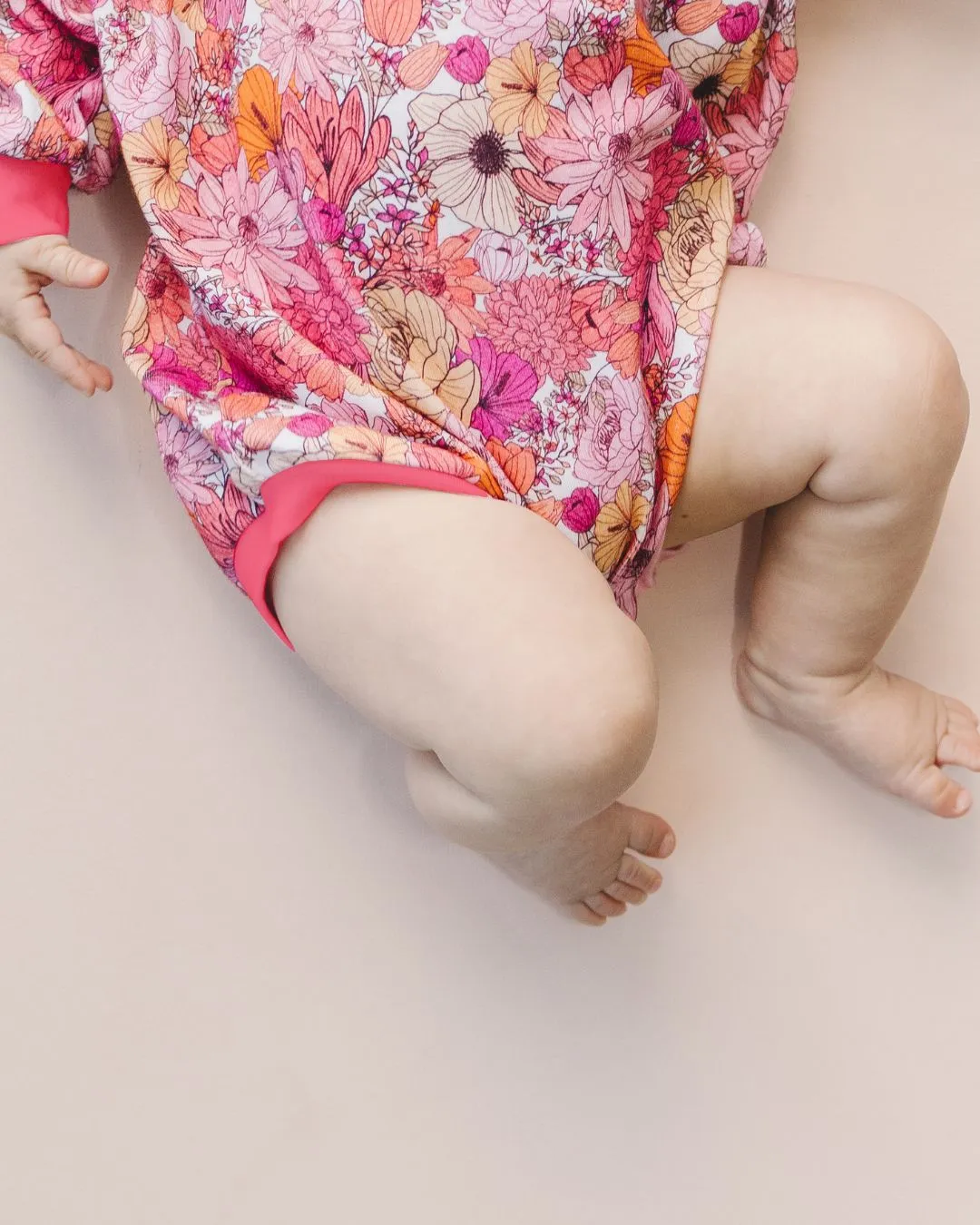 Pink Flowers Adorned Bubble Romper