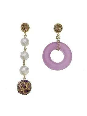 Pink Jade Earrings With Freshwater Pearls