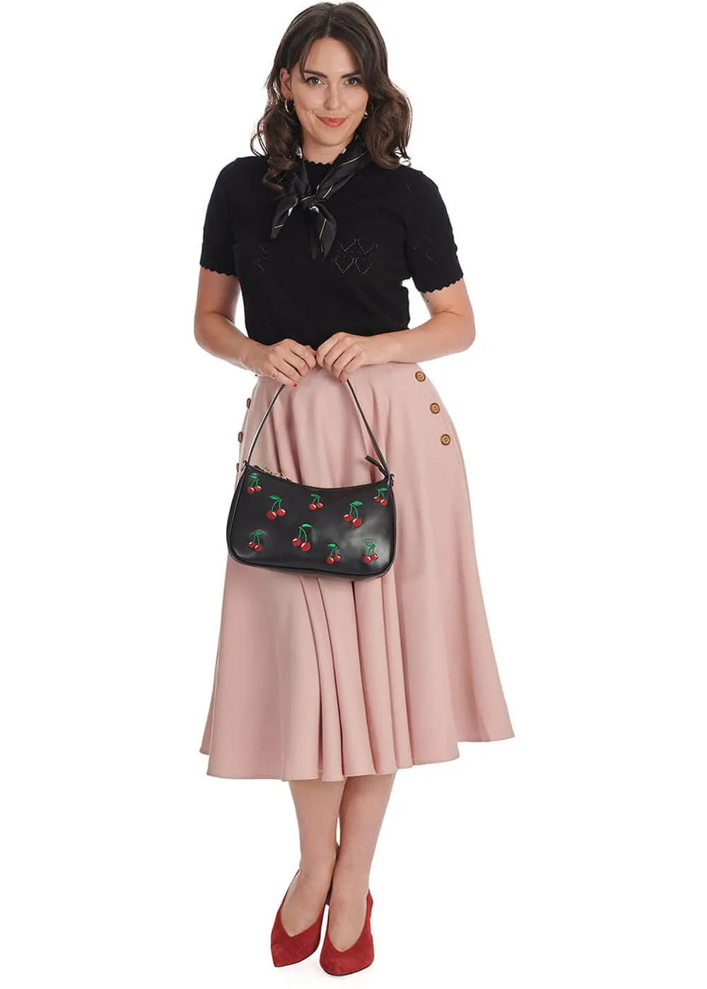 Banned Polly May Vintage Style Pink Swingrock Skirt