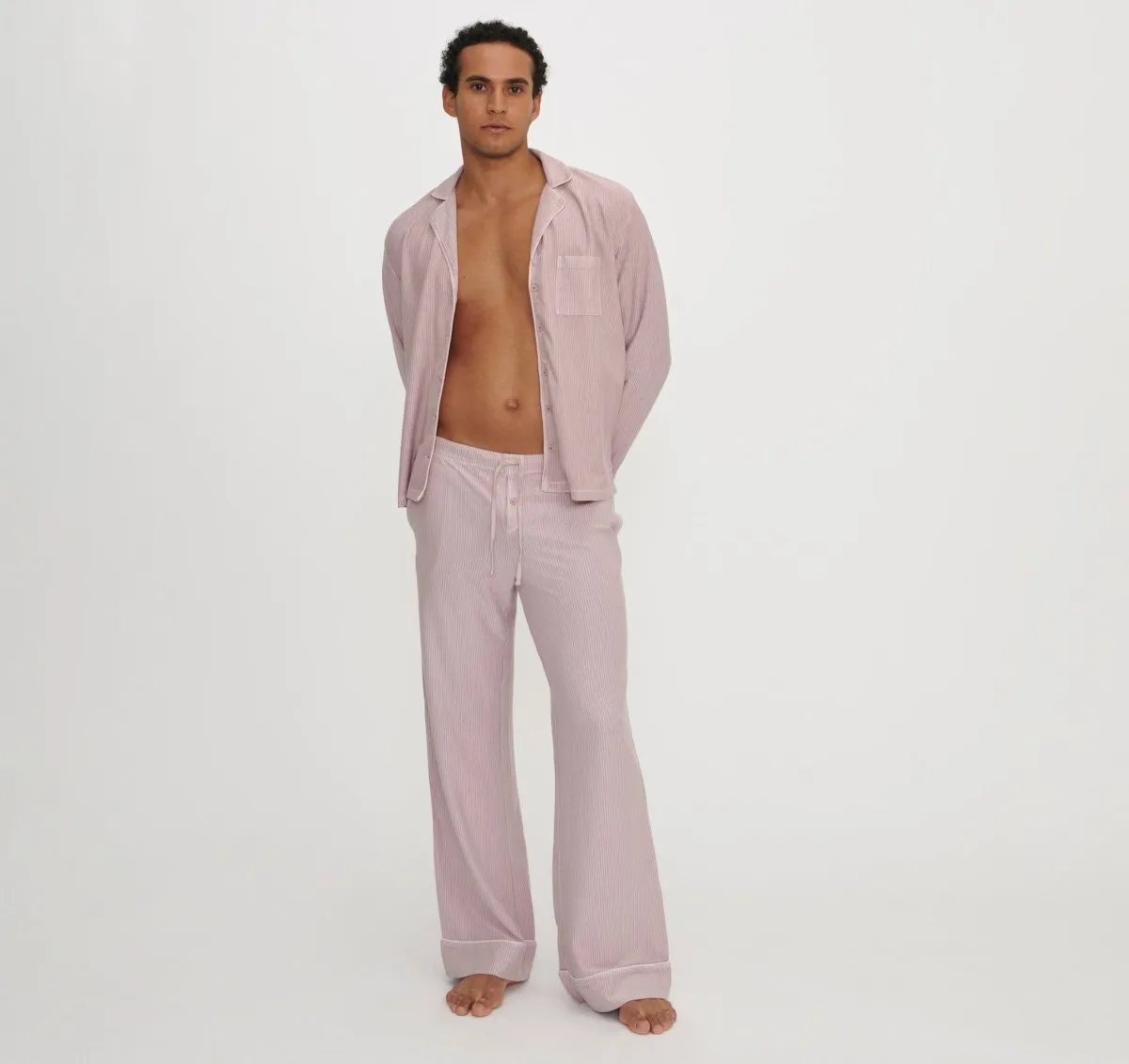 Pink Stripe Organic Basics Core Sleep Shirt