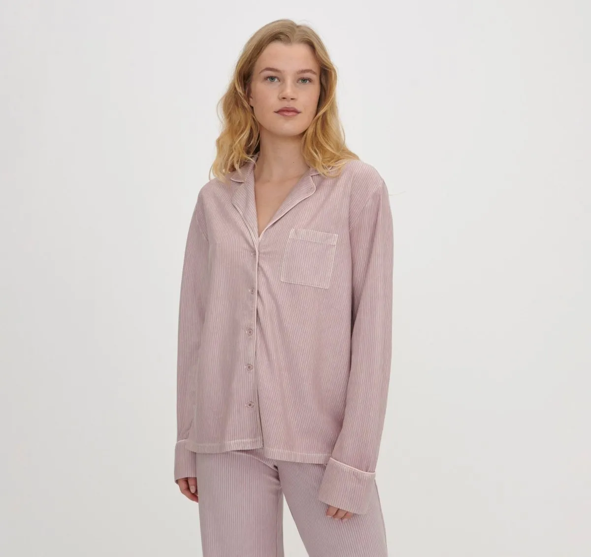 Pink Stripe Organic Basics Core Sleep Shirt