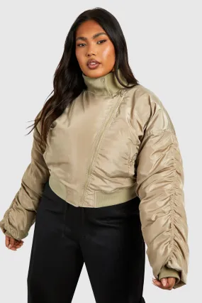 boohoo Plus Asymmetric Collar Detail Bomber Jacket