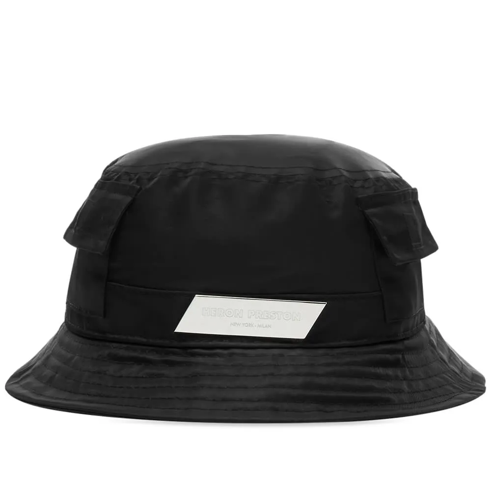 Pocket Detail Logo Bucket Hat Black by Heron Preston