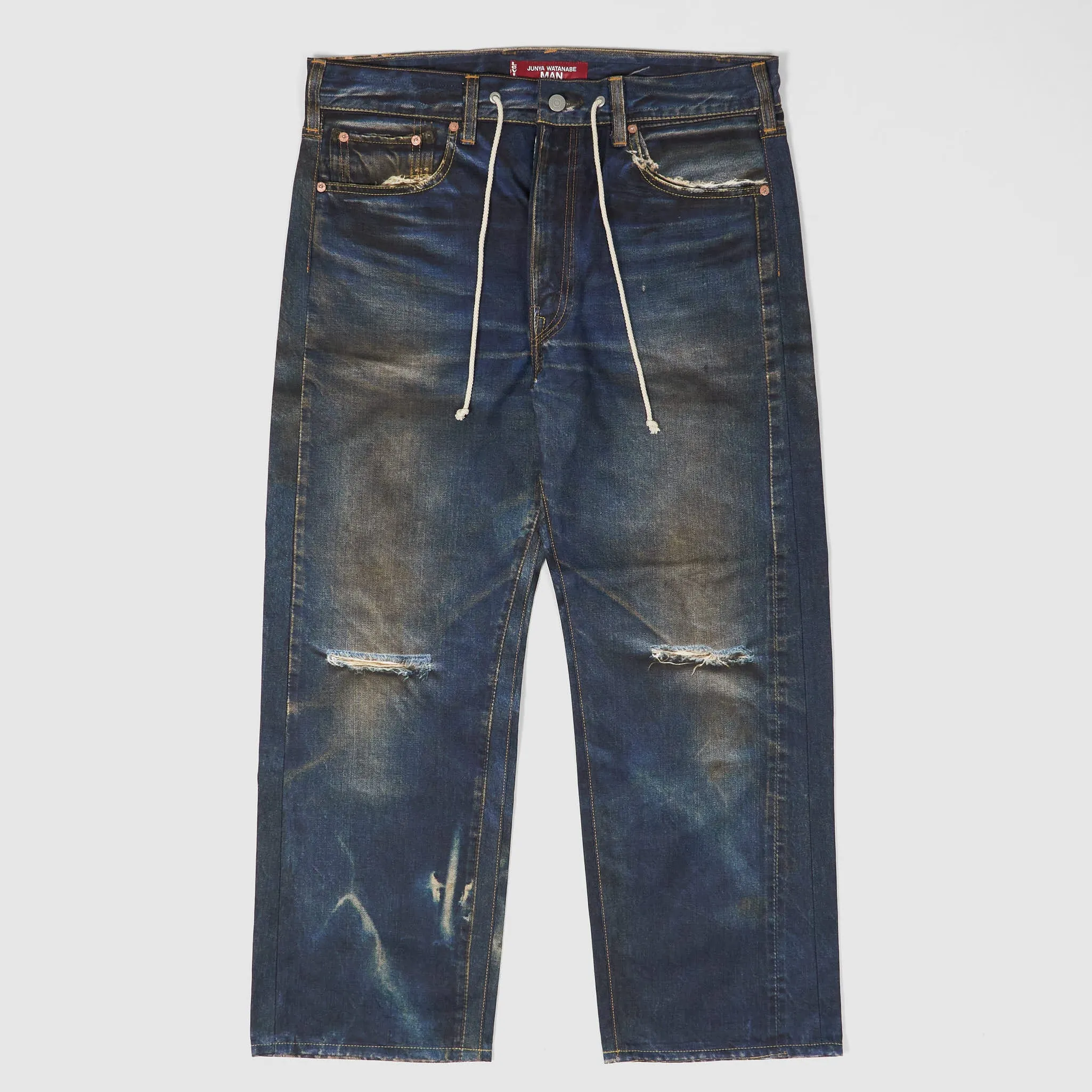 Printed Denim Heavy Distressed Jeans