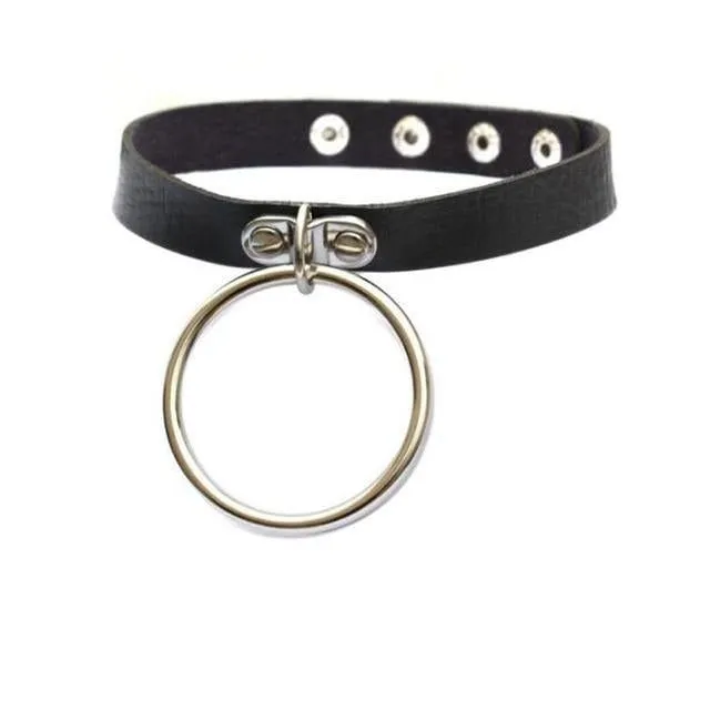 Leather Choker Collar with Punk Style