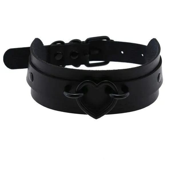 Leather Choker Collar with Punk Style