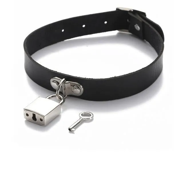 Leather Choker Collar with Punk Style