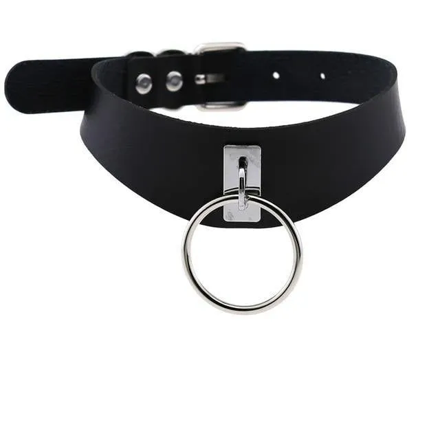 Leather Choker Collar with Punk Style