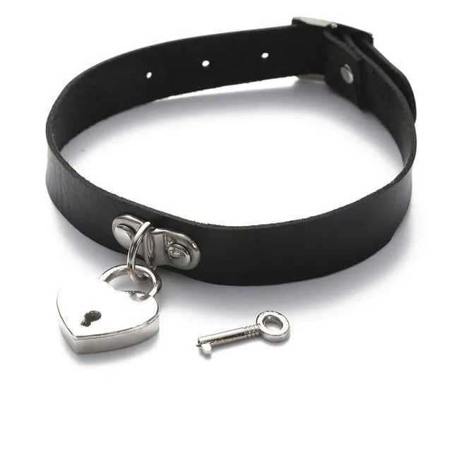 Leather Choker Collar with Punk Style