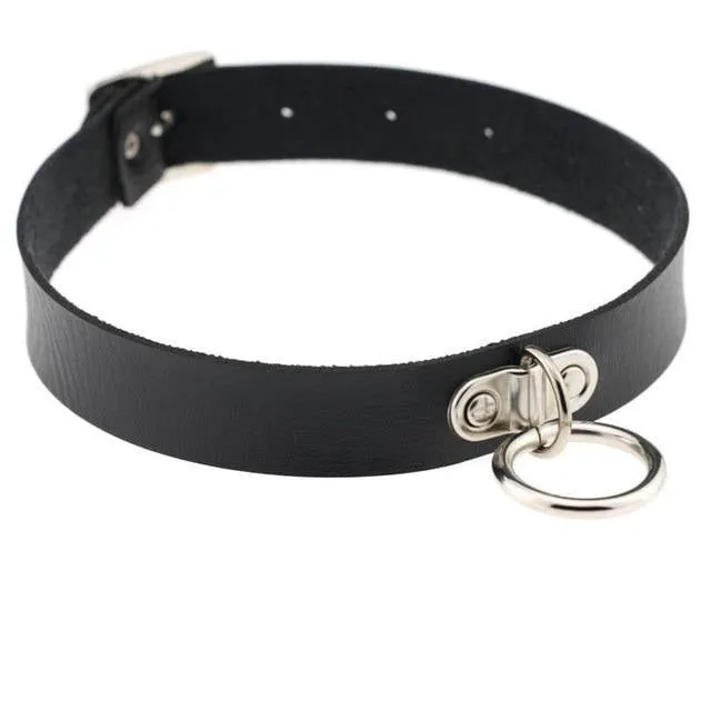 Leather Choker Collar with Punk Style