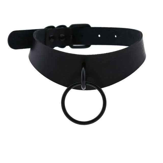 Leather Choker Collar with Punk Style