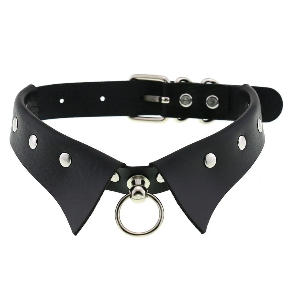 Leather Choker Collar with Punk Style