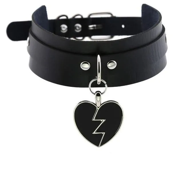 Leather Choker Collar with Punk Style