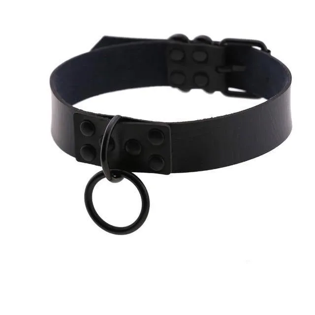 Leather Choker Collar with Punk Style