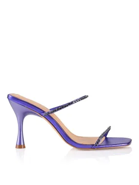 Purple Metallic Leather Izzy Stiletto Heels with Diamante