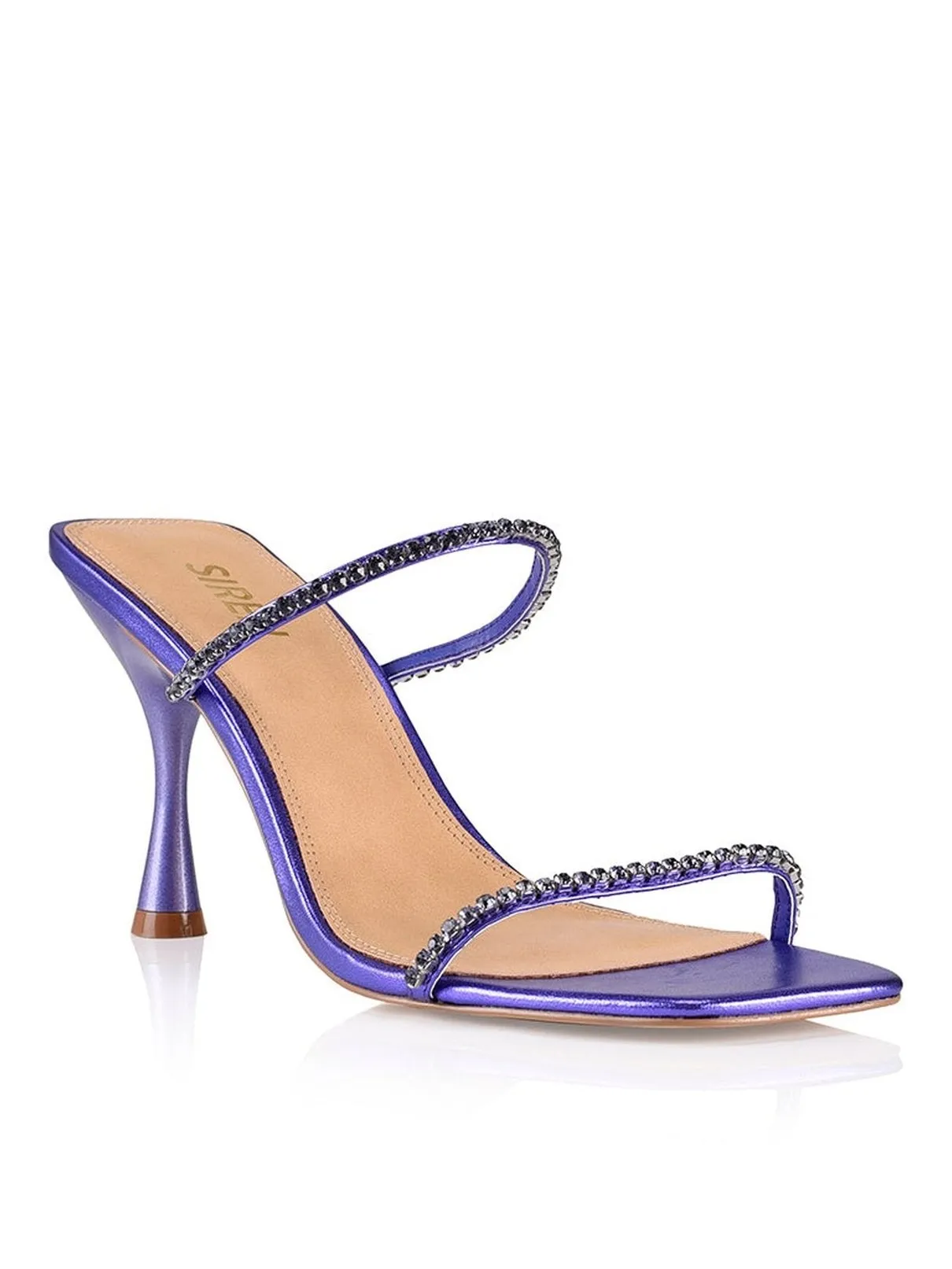 Purple Metallic Leather Izzy Stiletto Heels with Diamante