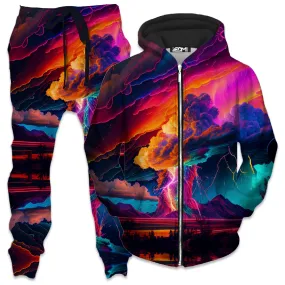 Rainbow Storm Zip-Up Hoodie and Joggers Set