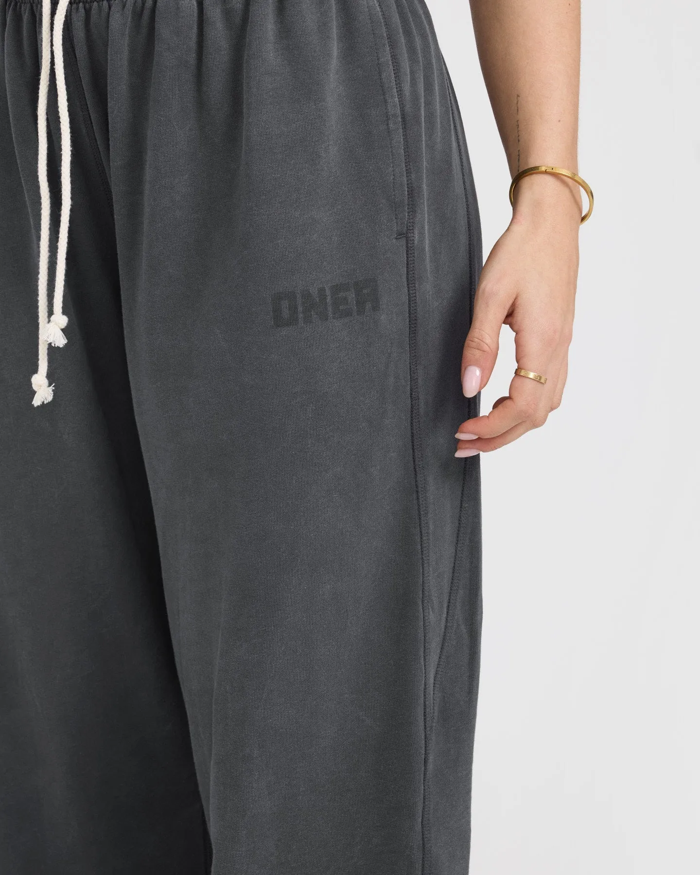 Wide Leg Lounge Joggers in Coal