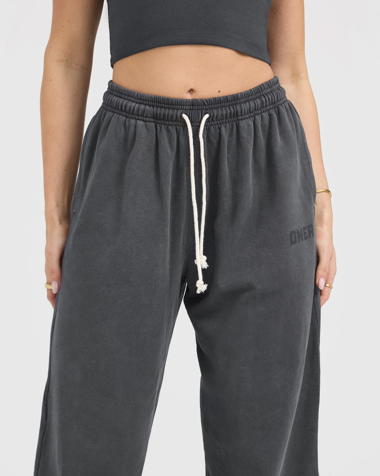 Wide Leg Lounge Joggers in Coal