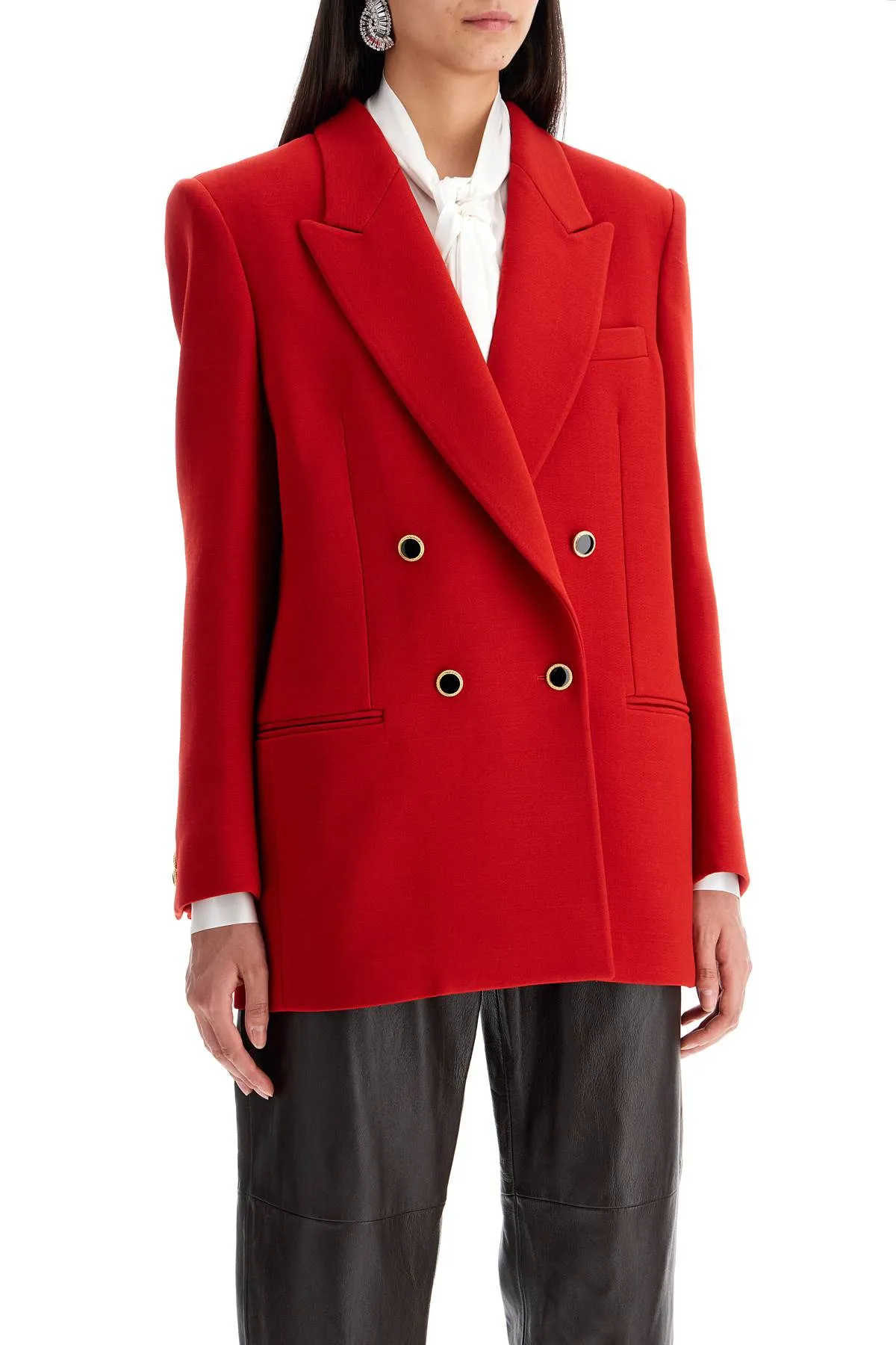 oversized double-breasted jacket in red by Alessandra Rich