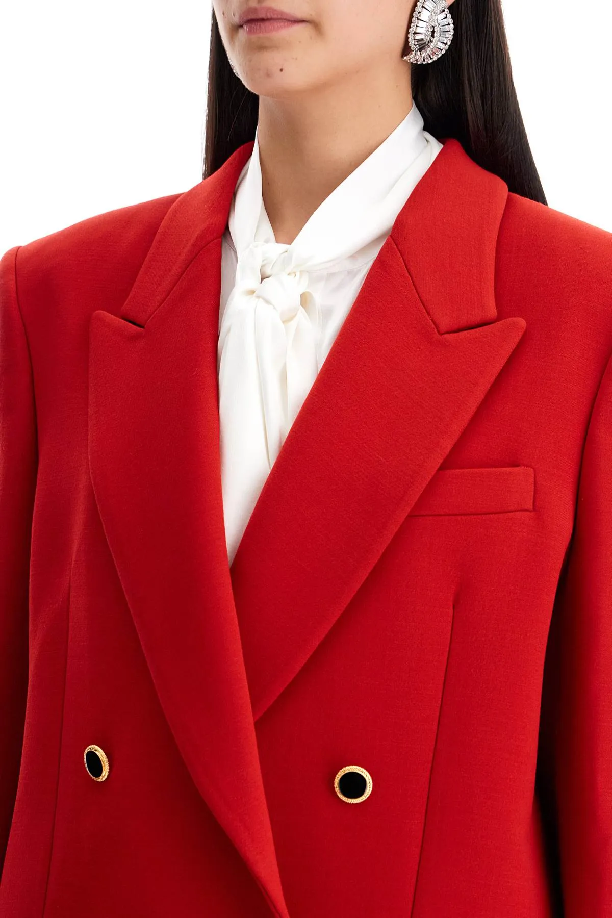 oversized double-breasted jacket in red by Alessandra Rich