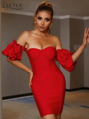 Sexy Backless Red Bodycon Midi Dress with Pleats