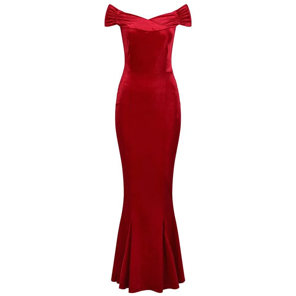 Red Velour Maxi Dress