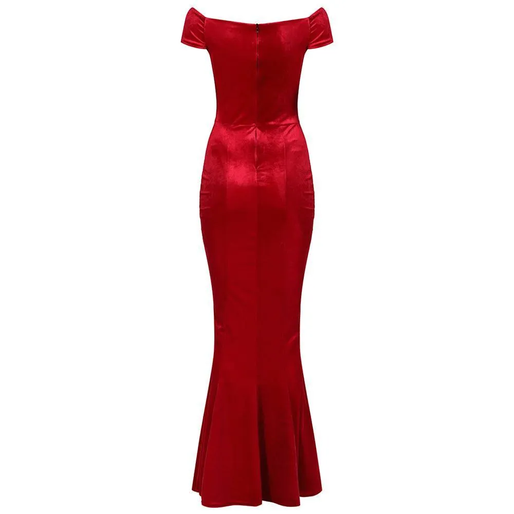 Red Velour Maxi Dress