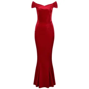 Red Velour Maxi Dress