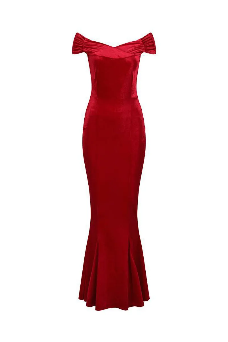 Red Velour Maxi Dress