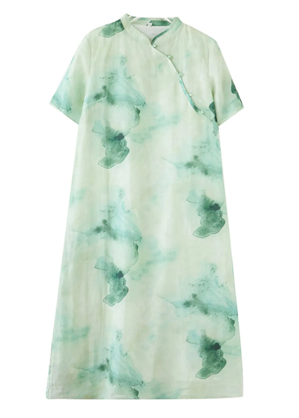 Retro Green Print Maxi Dress