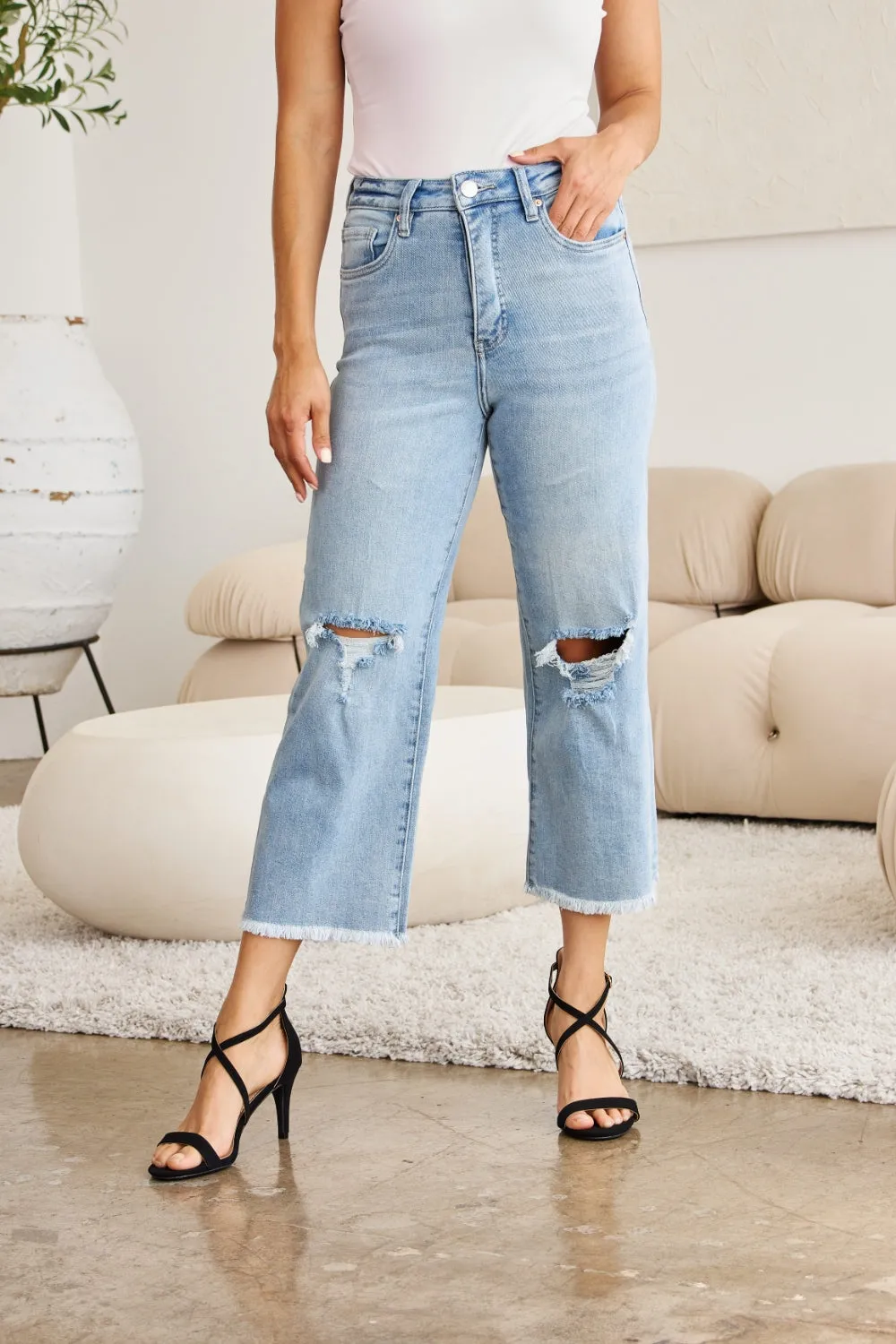 RFM Tummy Control High Waist Distressed Jeans