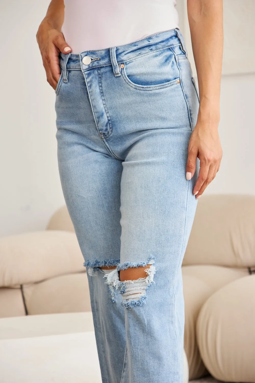 RFM Tummy Control High Waist Distressed Jeans