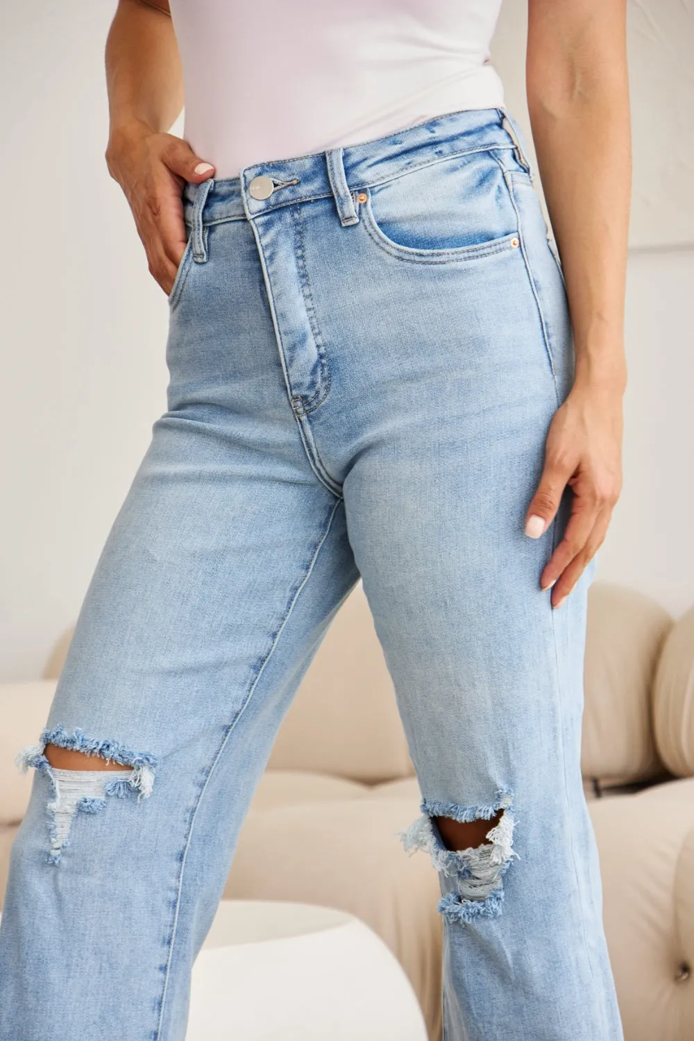 RFM Tummy Control High Waist Distressed Jeans