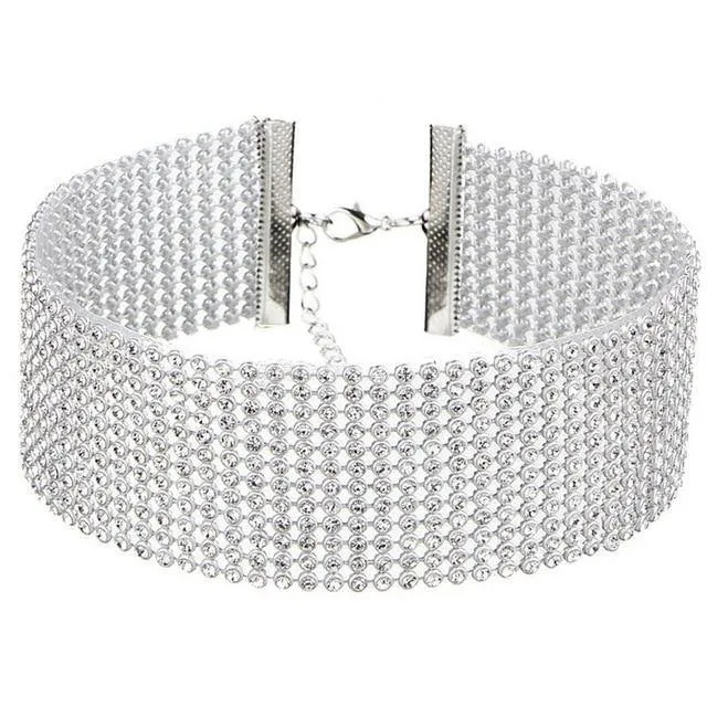 Rhinestone Choker Necklace with Crystal Detail