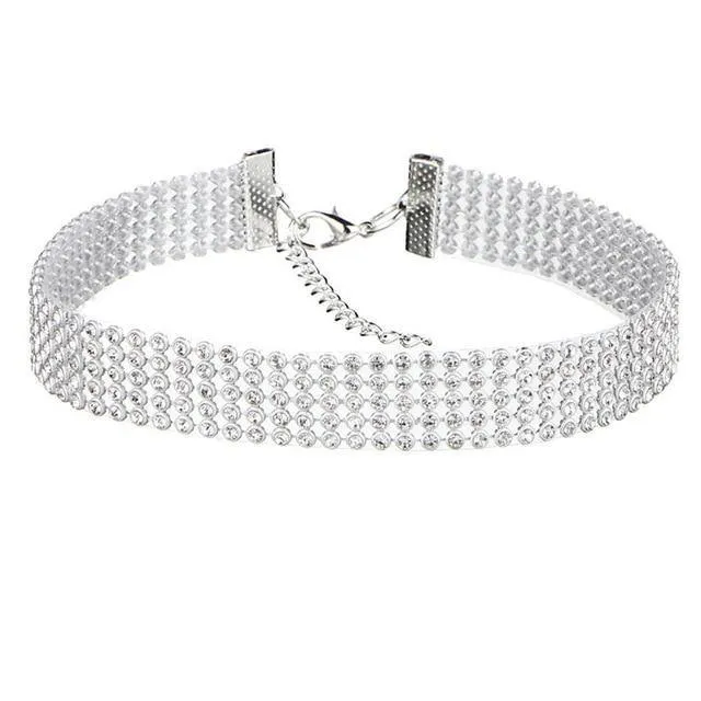 Rhinestone Choker Necklace with Crystal Detail