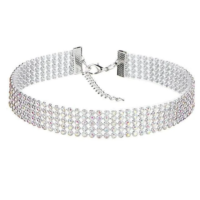 Rhinestone Choker Necklace with Crystal Detail