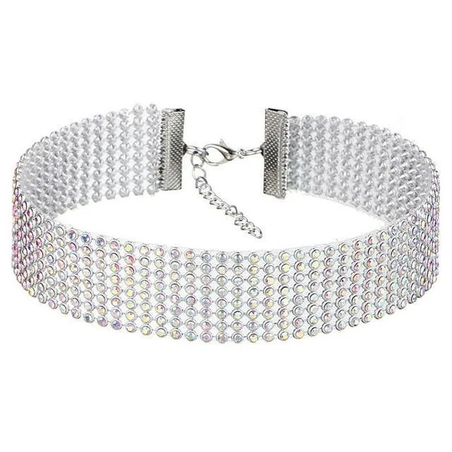 Rhinestone Choker Necklace with Crystal Detail